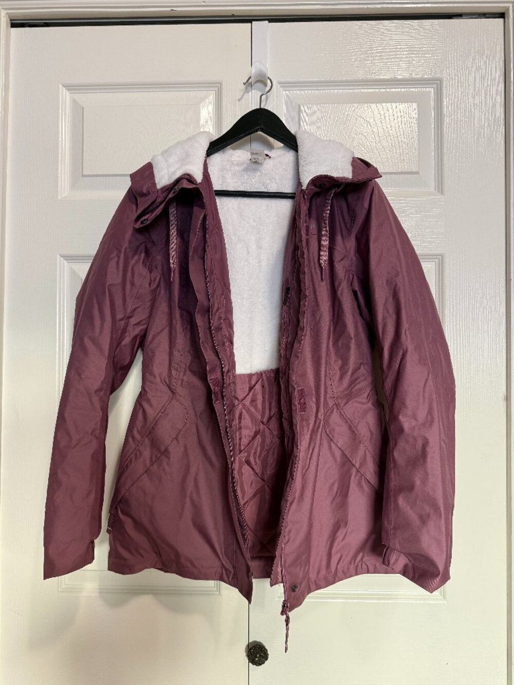 Quechua Decathlon 3-in-1 Waterproof Hooded Winter Jacket Parka Plum